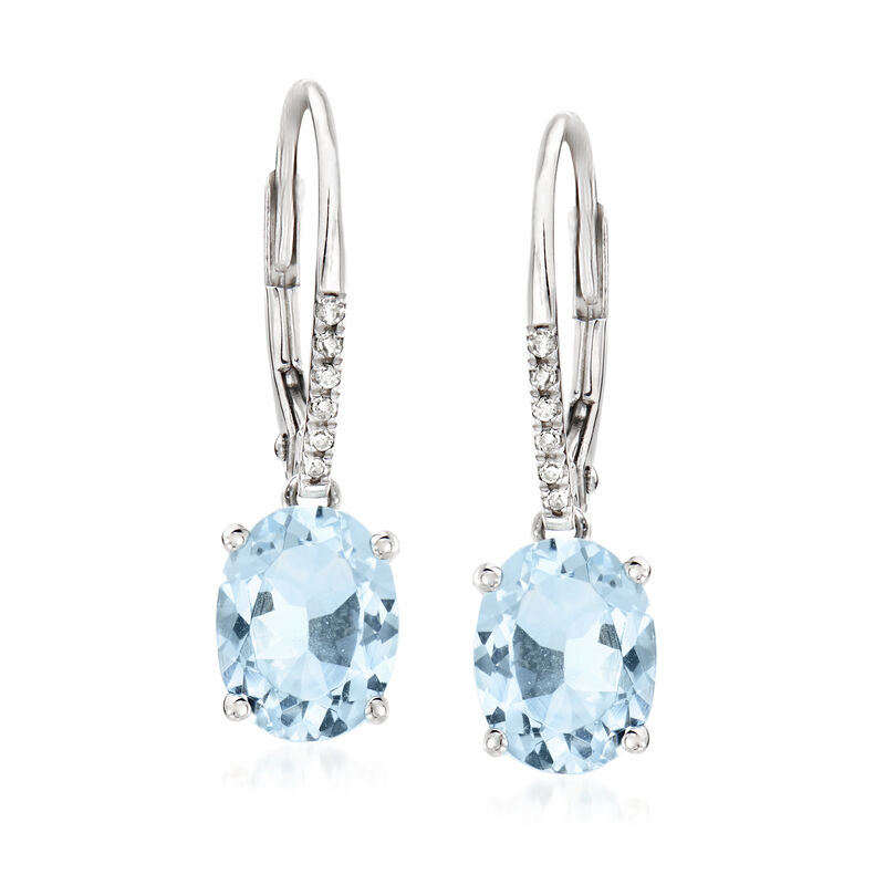 3.40 ct. t.w. Aquamarine Drop Earrings in 14kt White Gold image number 0