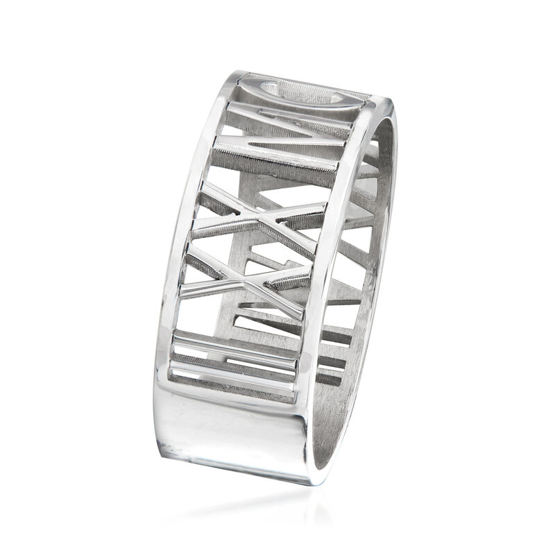 Sterling Silver Personalized Roman Numeral Ring image number 2