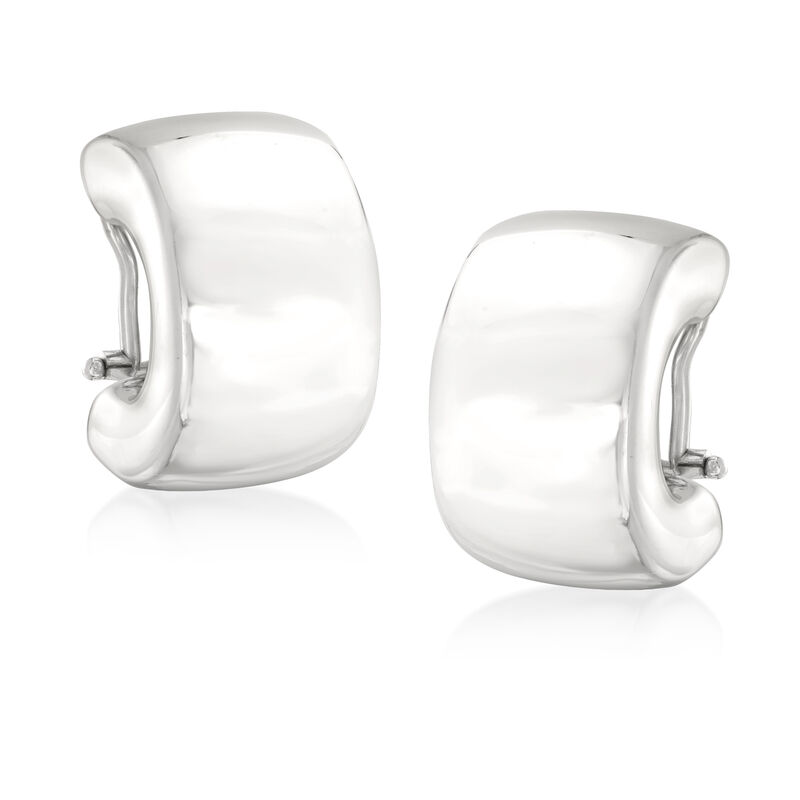 Italian Sterling Silver Wide C-Hoop Earrings. 3/4&quot; image number 2