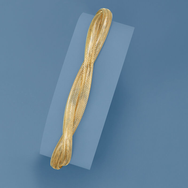 Italian 14kt Yellow Gold Double-Mesh Bangle Bracelet image number 2