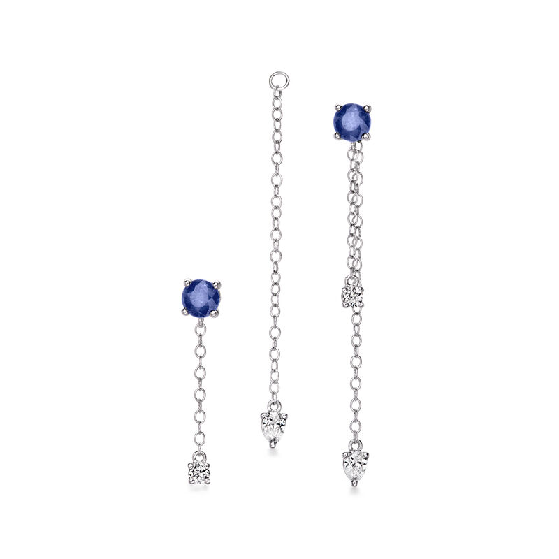 .60 ct. t.w. Sapphire and .25 ct. t.w. Lab-Grown Diamond Jewelry Set: Sterling Silver Earrings with Removable Drops image number 0