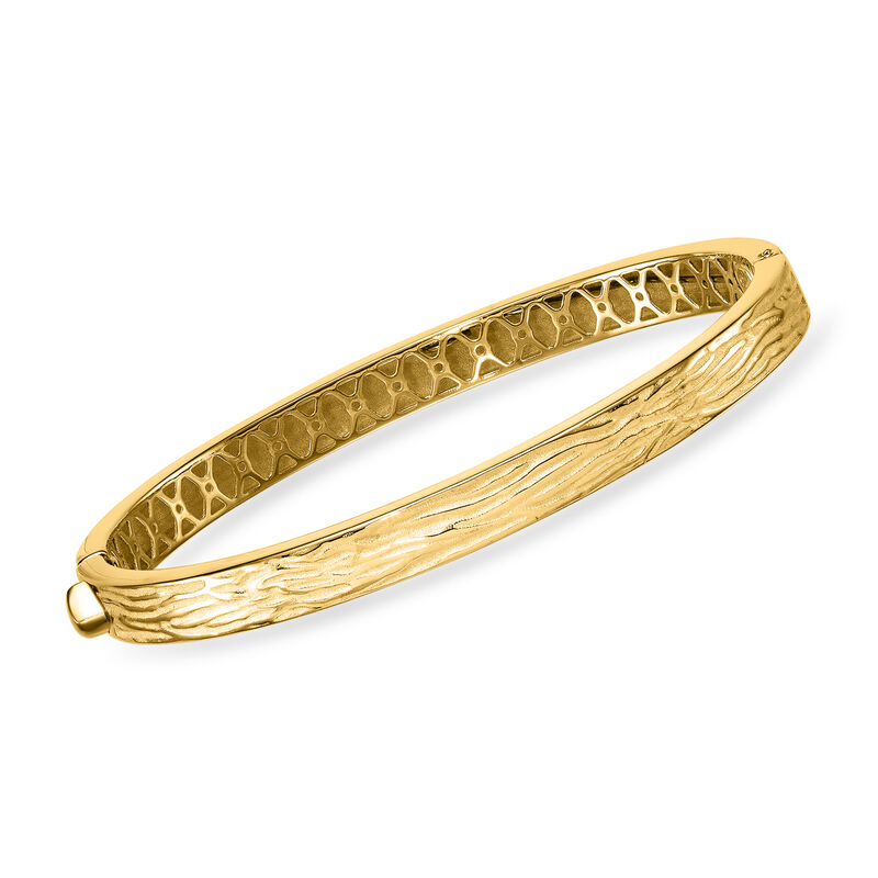 Italian 14kt Yellow Gold Brushed Bangle Bracelet. 7" image number 0