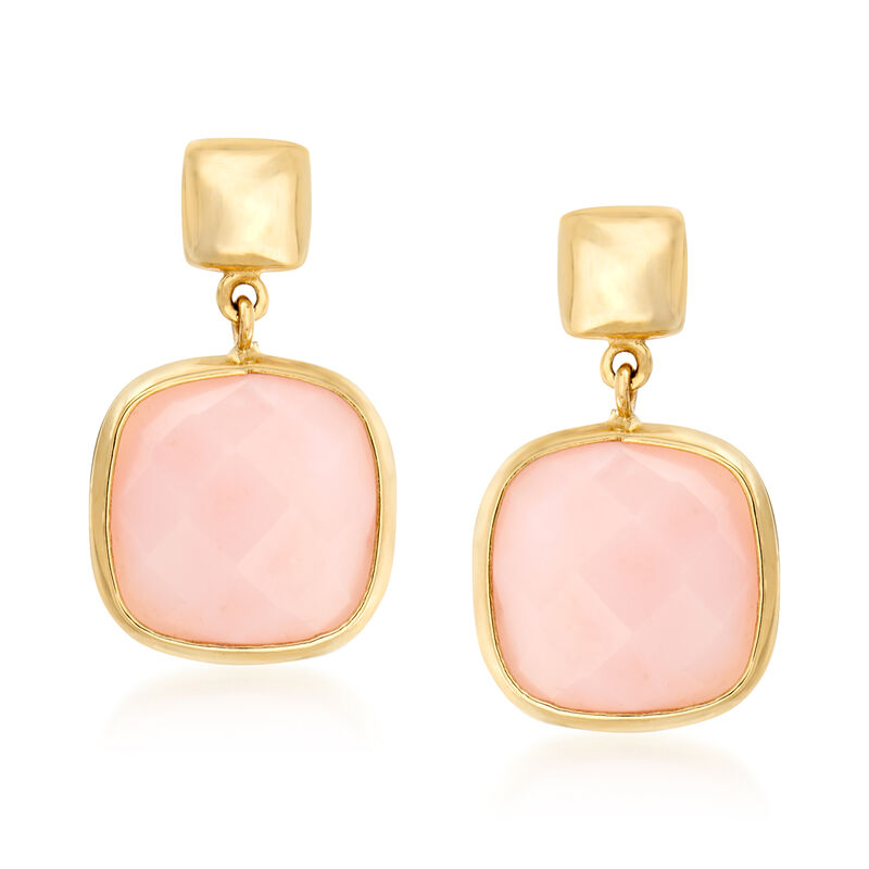 Italian Pink Opal Drop Earrings in 14kt Yellow Gold image number 0