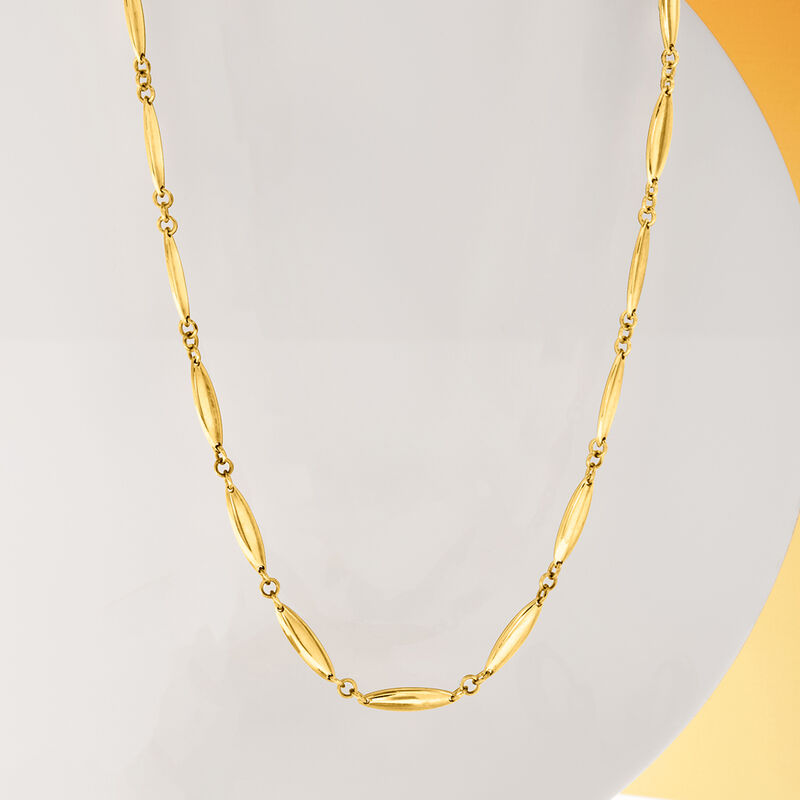 18kt Gold Vermeil Marquise-Link Necklace. 16&quot; image number 2