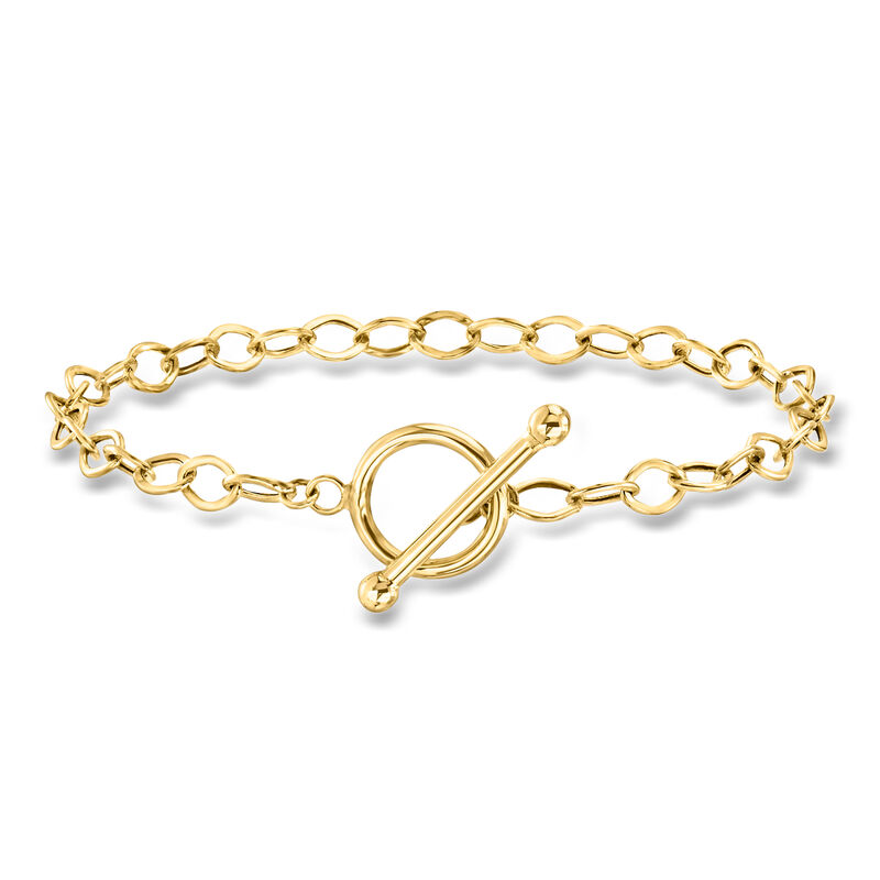 10kt Yellow Gold Cable-Link Toggle Bracelet image number 0