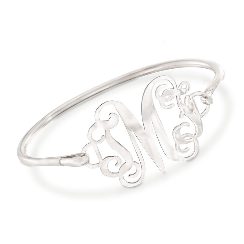 Sterling Silver Personalized Monogram Bangle Bracelet image number 0