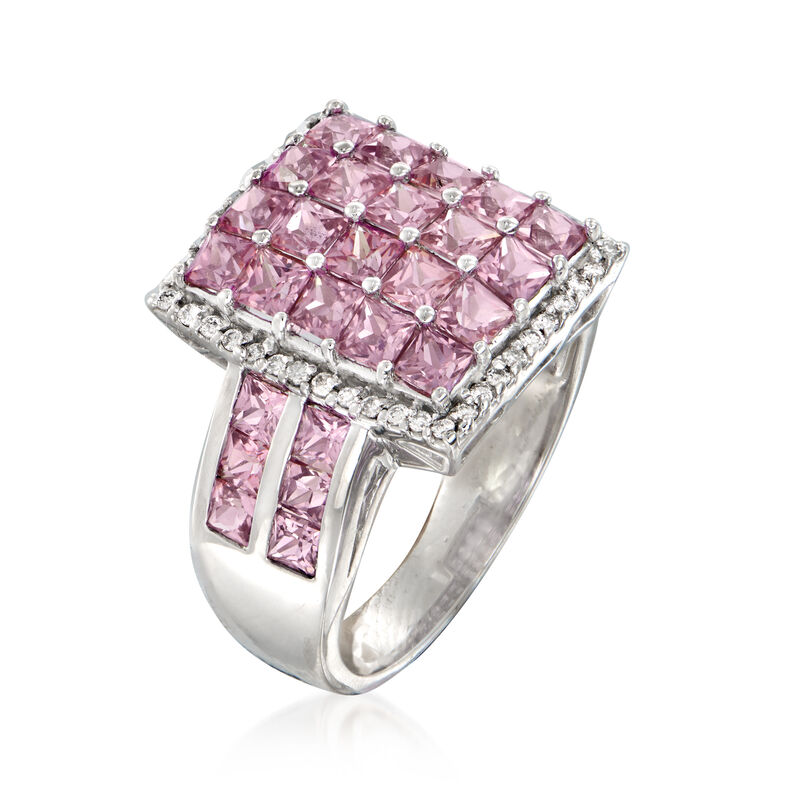 2.60 ct. t.w. Pink Sapphire and .22 ct. t.w. Diamond Ring in Platinum image number 2