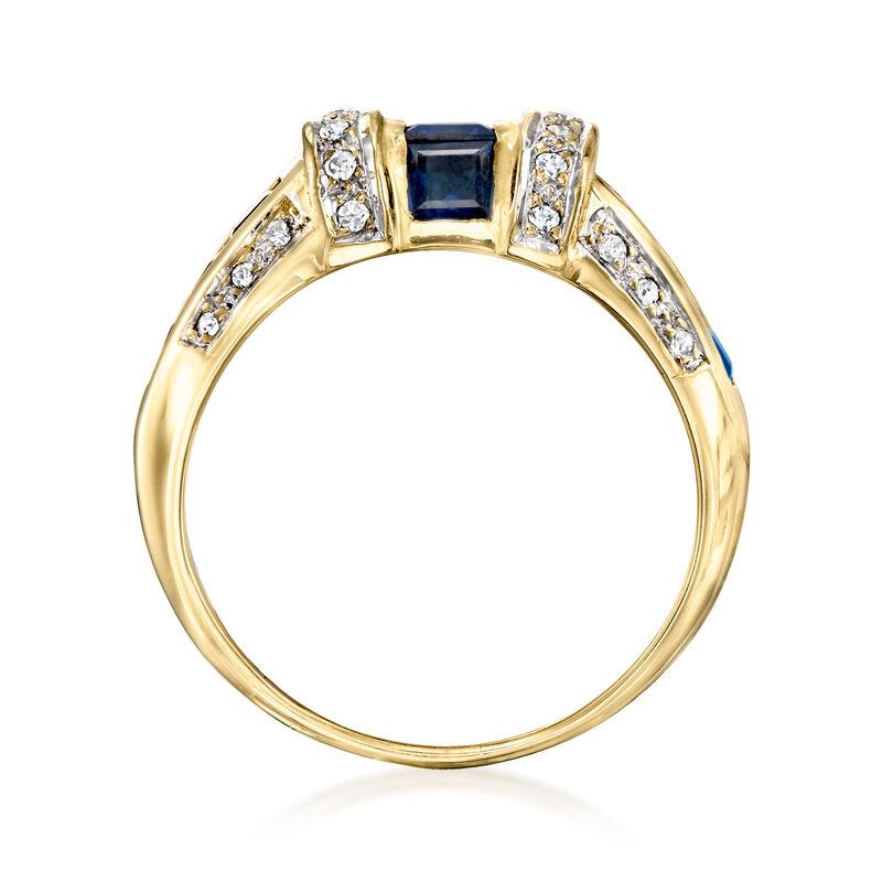 C. 1980 Vintage 1.20 ct. t.w. Sapphire and .13 ct. t.w. Diamond Ring in 14kt Yellow Gold. Size 6 image number 3