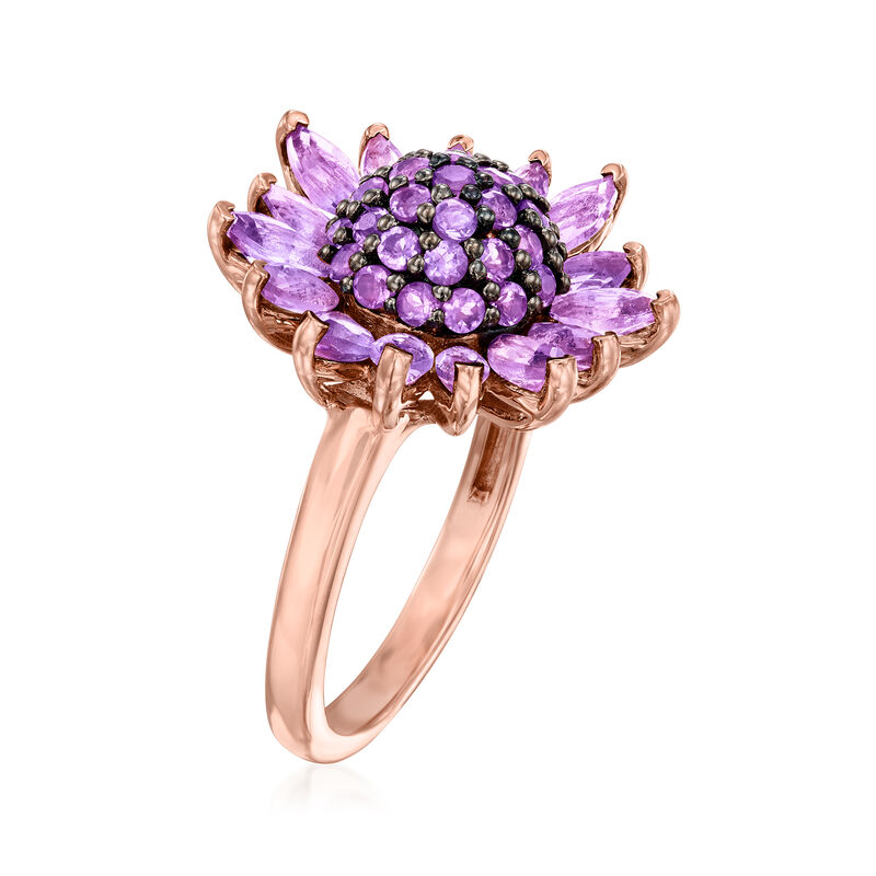 2.90 ct. t.w. Amethyst Flower Ring in 18kt Rose Gold Over Sterling image number 2
