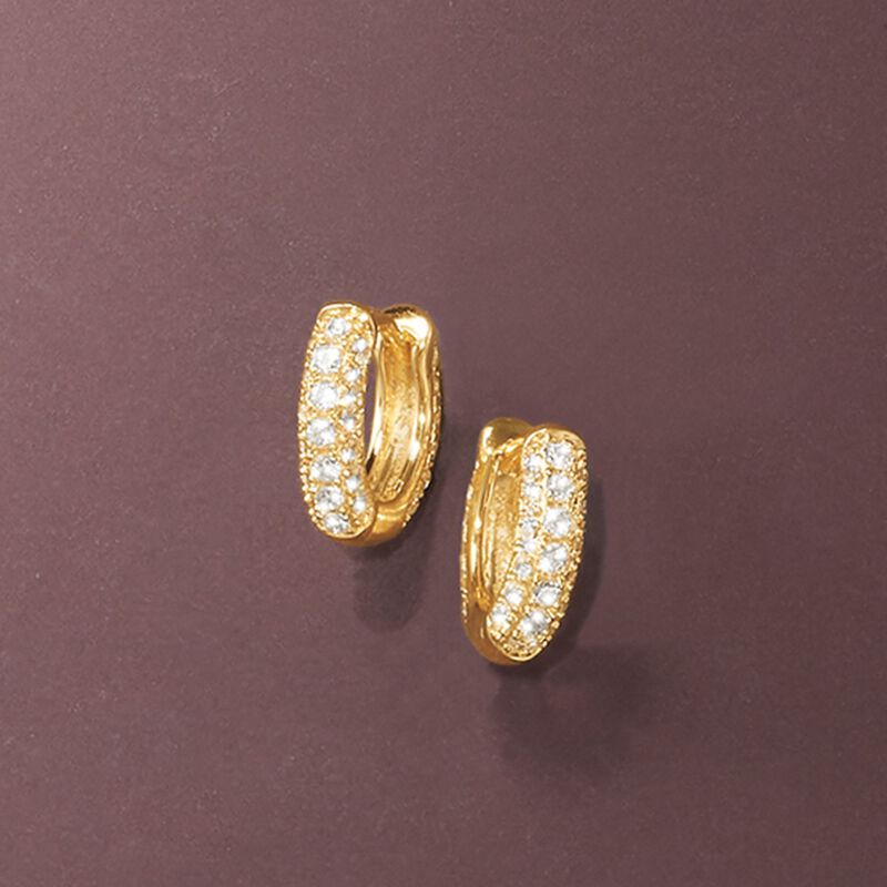 .50 ct. t.w. CZ Huggie Hoop Earrings in 14kt Yellow Gold image number 2