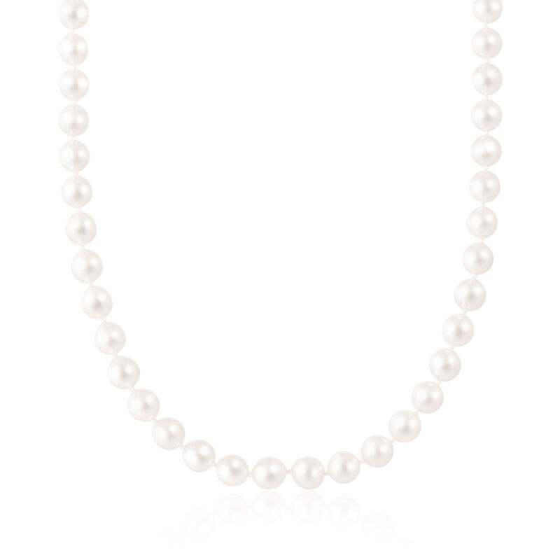 8-8.5mm Hanadama 'AAA' Cultured Akoya Pearl Necklace with 14kt Yellow Gold. 18" image number 0