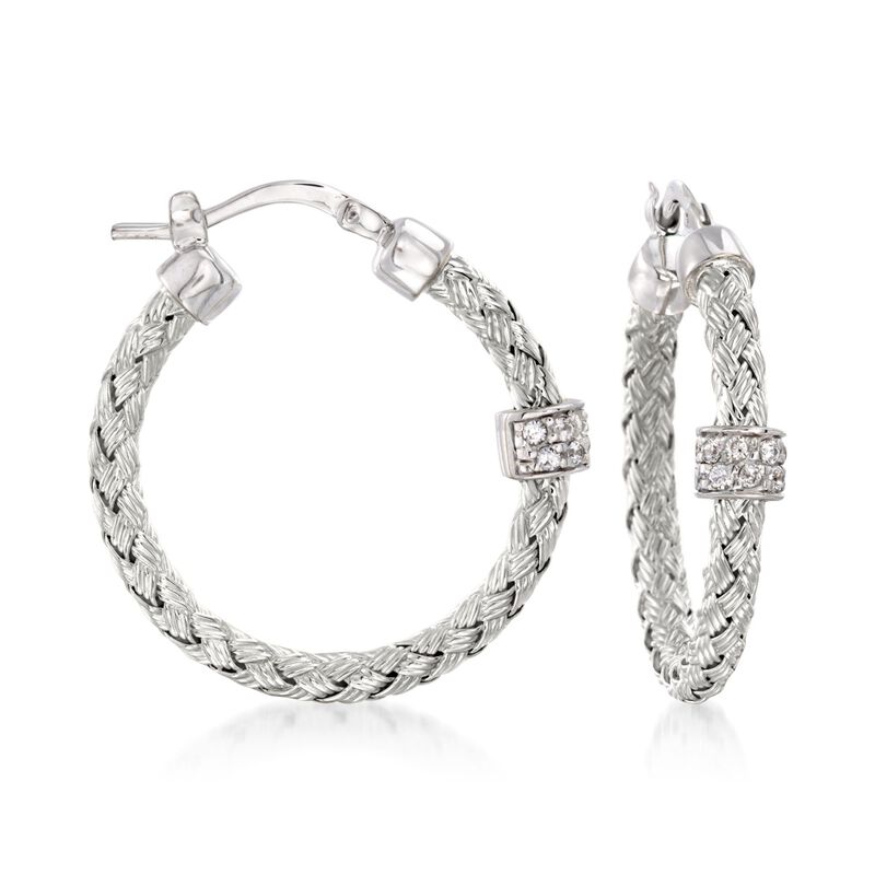 Charles Garnier &quot;Torino&quot; .20 ct. t.w. CZ Small Hoop Earrings in Sterling Silver image number 0