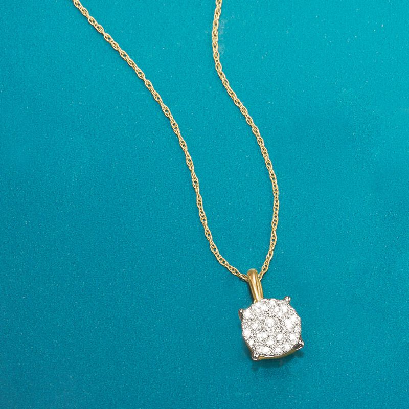 .50 ct. t.w. Pave Diamond Cluster Pendant Necklace in 14kt Yellow Gold image number 2