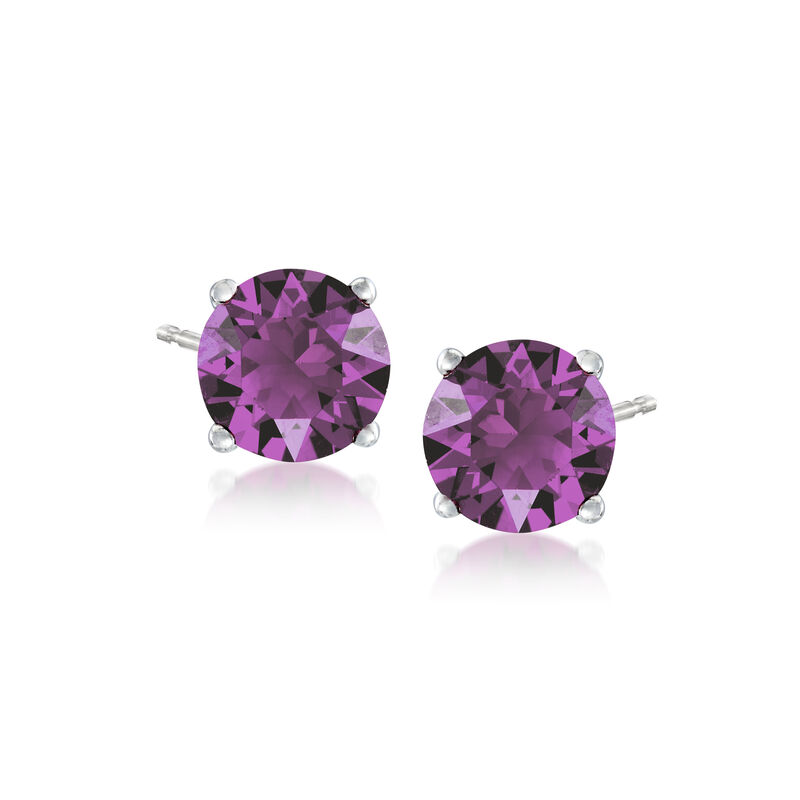 Jewelry Set: Purple Swarovski Crystal Necklace and Earrings in Sterling Silver image number 4