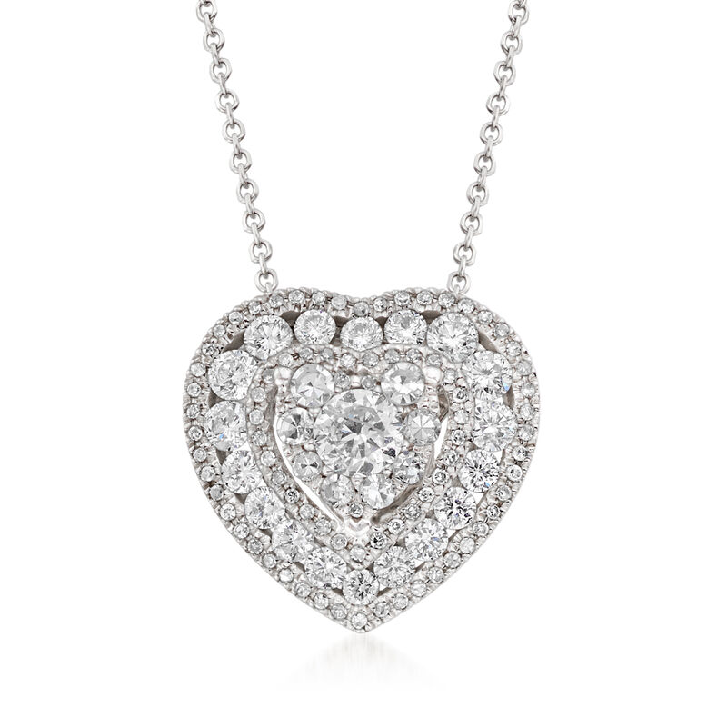 1.00 ct. t.w. Diamond Illusion Heart Pendant Necklace in 14kt White Gold image number 0
