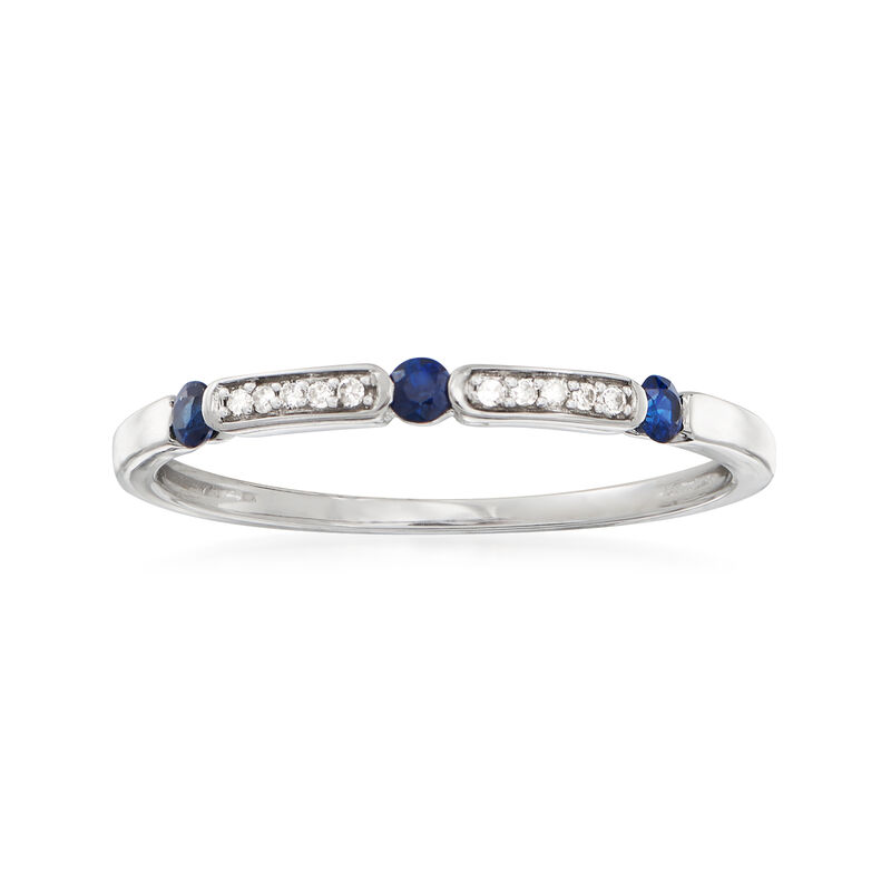 .10 ct. t.w. Sapphire and Diamond-Accented Ring in 14kt White Gold image number 0