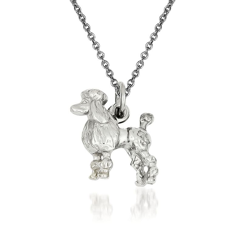 14kt White Gold Poodle Pendant Necklace image number 0