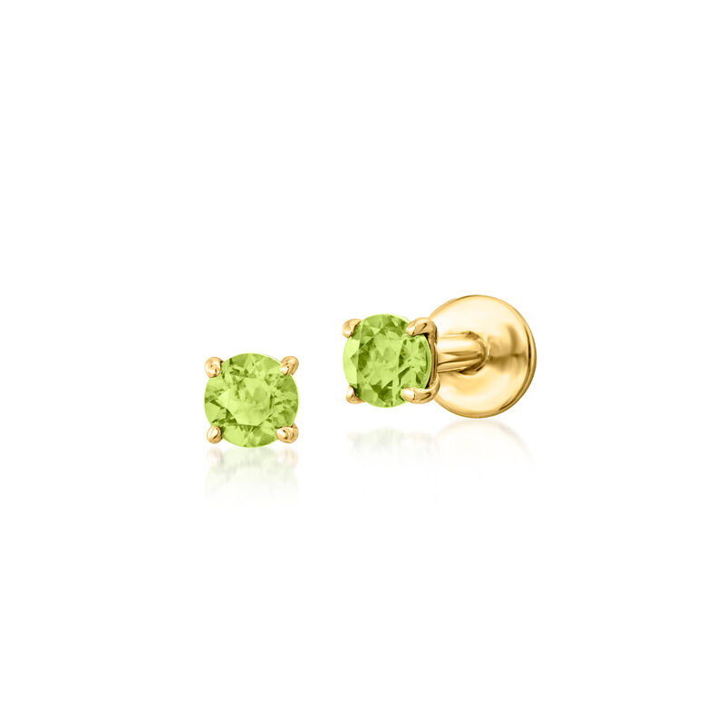 Peridot Flat-Back Earrings in 14kt Yellow Gold image number 2