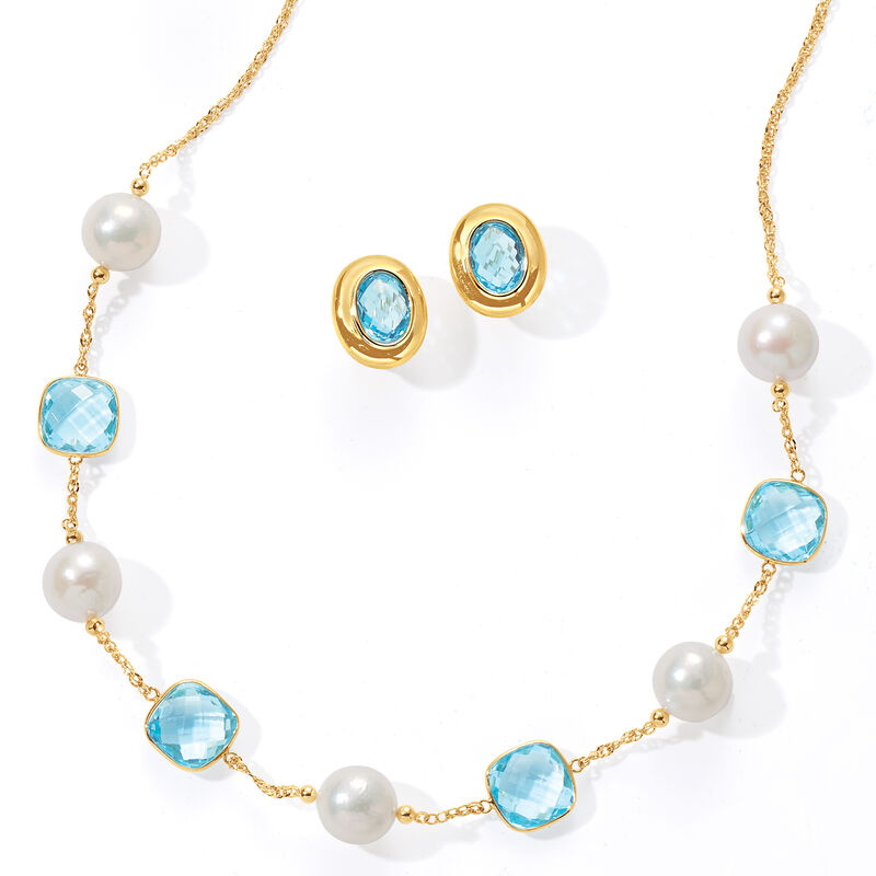 6.75 ct. t.w. Blue Topaz Earrings in 14kt Yellow Gold image number 3