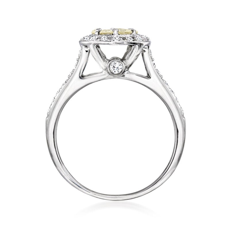 C. 1990 Vintage .73 ct. t.w. Yellow and White Diamond Cluster Ring in 18kt White Gold. Size 6 image number 3