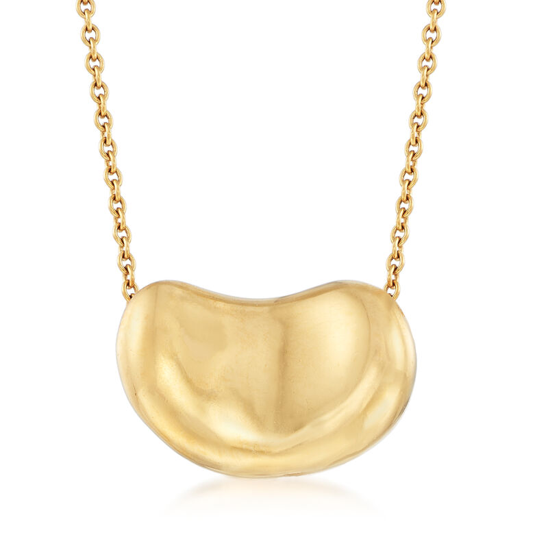 C. 1990 Vintage Tiffany Jewelry &quot;Elsa Peretti&quot; 18kt Yellow Gold Large Bean Necklace image number 0