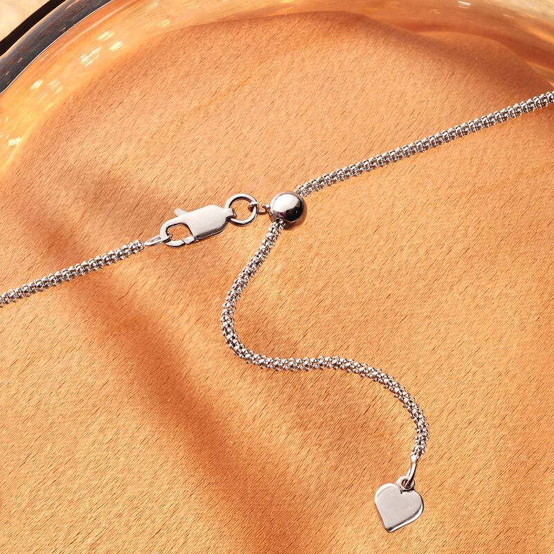 Italian 1.5mm Sterling Silver Adjustable Slider Popcorn Chain Necklace image number 3