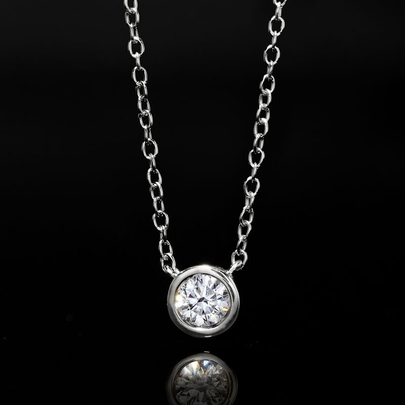 Bezel-Set Lab-Grown Diamond Necklace in Sterling Silver image number 2