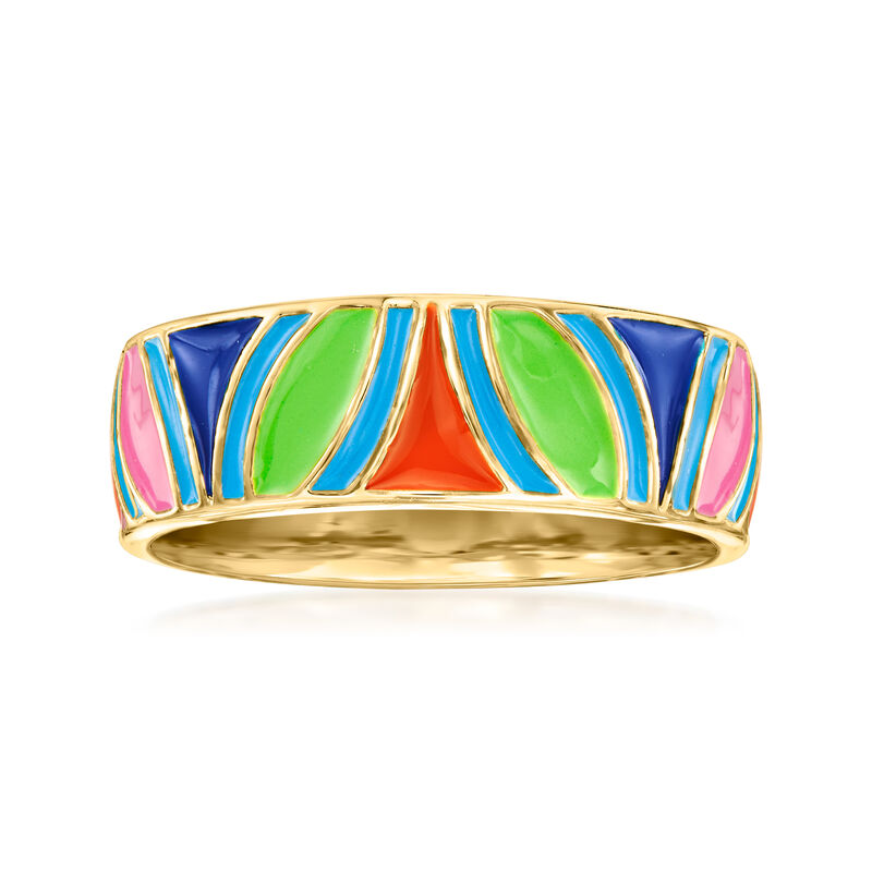 Multicolored Enamel Ring in 18kt Gold Over Sterling image number 0