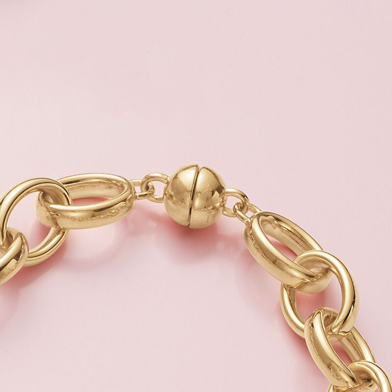 Andiamo 14kt Yellow Gold Over Resin Puffed Oval-Link Necklace image number 4