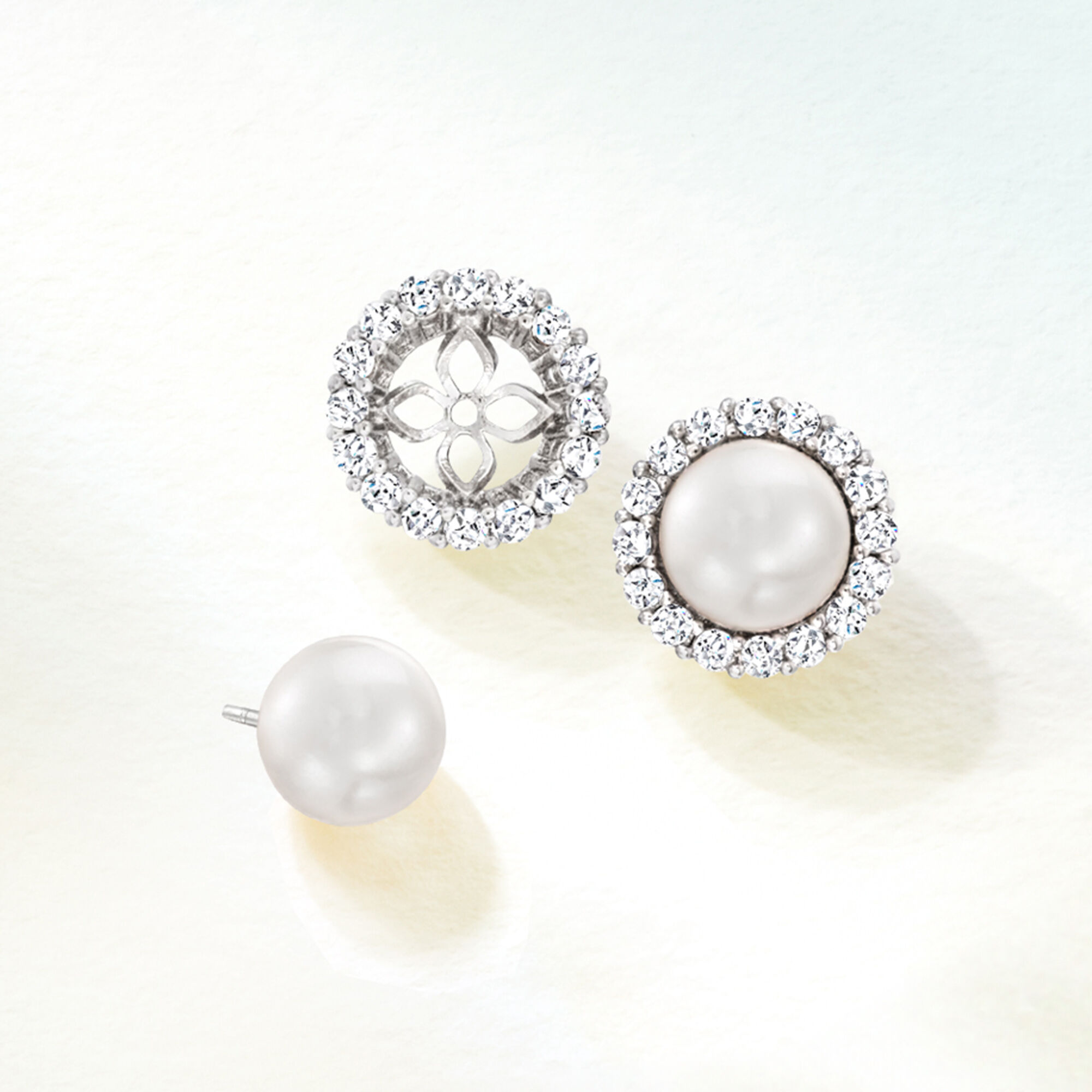 7.5mm Cultured Pearl and 1.10 ct. t.w. CZ Jewelry Set