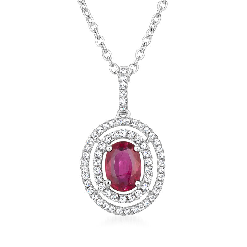 Le Vian &quot;Couture&quot; .70 Carat Passion Ruby Pendant Necklace with .28 ct. t.w. Vanilla Diamonds in Platinum. 20&quot; image number 1