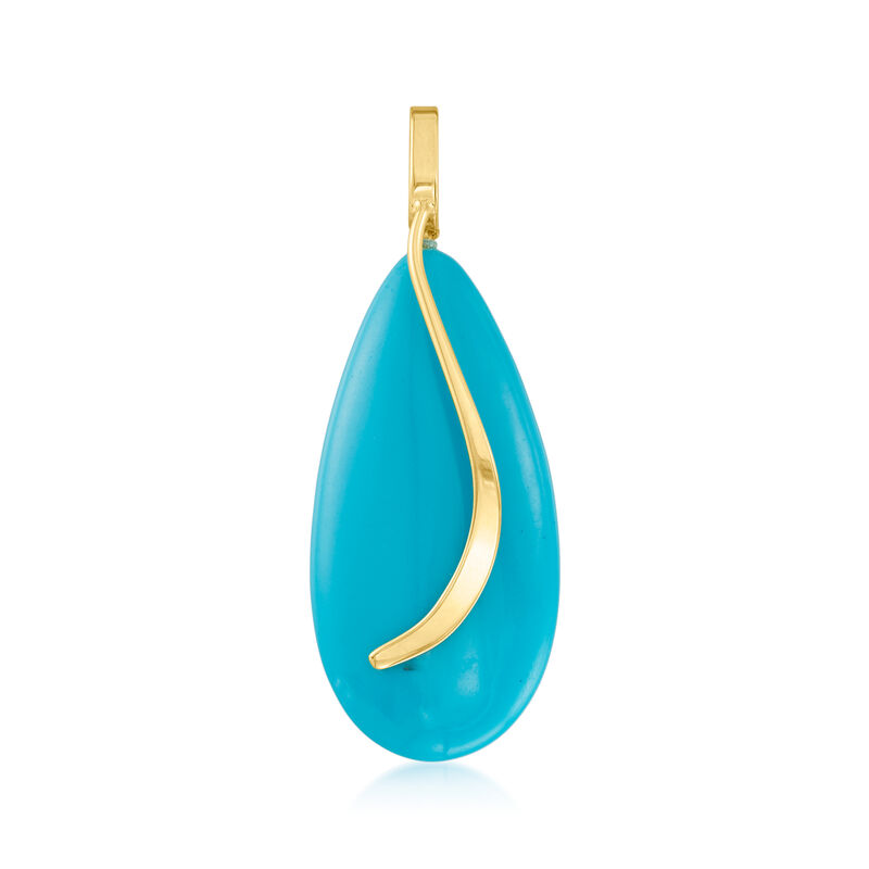 Turquoise Teardrop Pendant in 14kt Yellow Gold image number 1