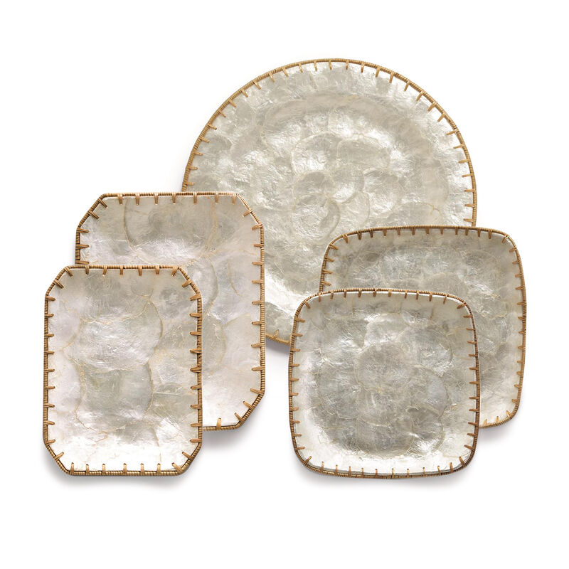 Set of 2 Dishes - "Capiz Shell" Woven Dinnerware image number 1
