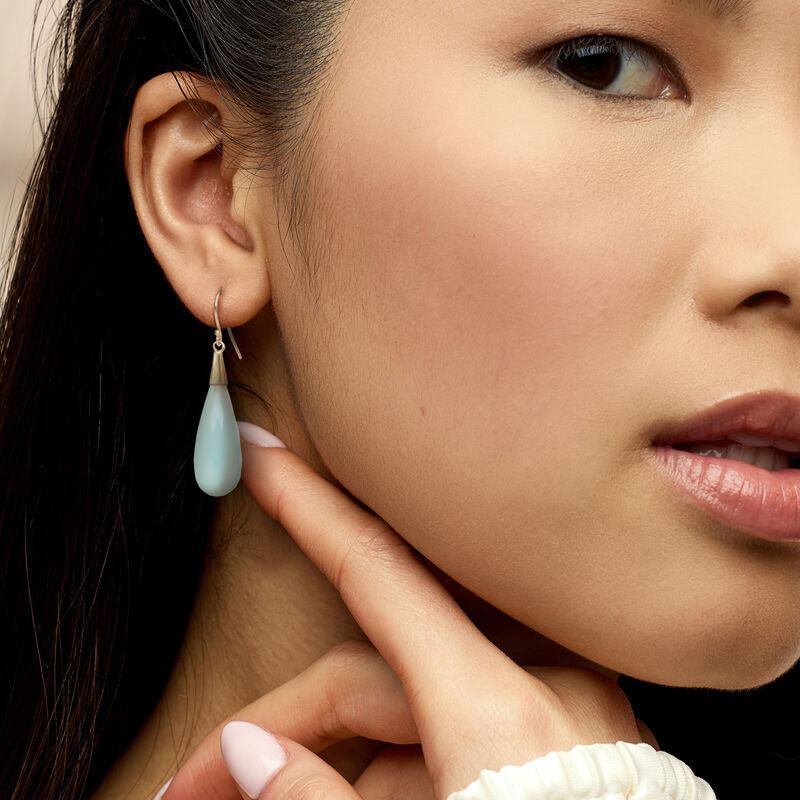 Blue Chalcedony Drop Earrings in 14kt Yellow Gold  image number 1
