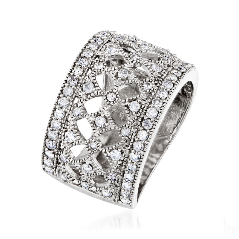 1.00 ct. t.w. Diamond Openwork Ring in Sterling Silver image number 2