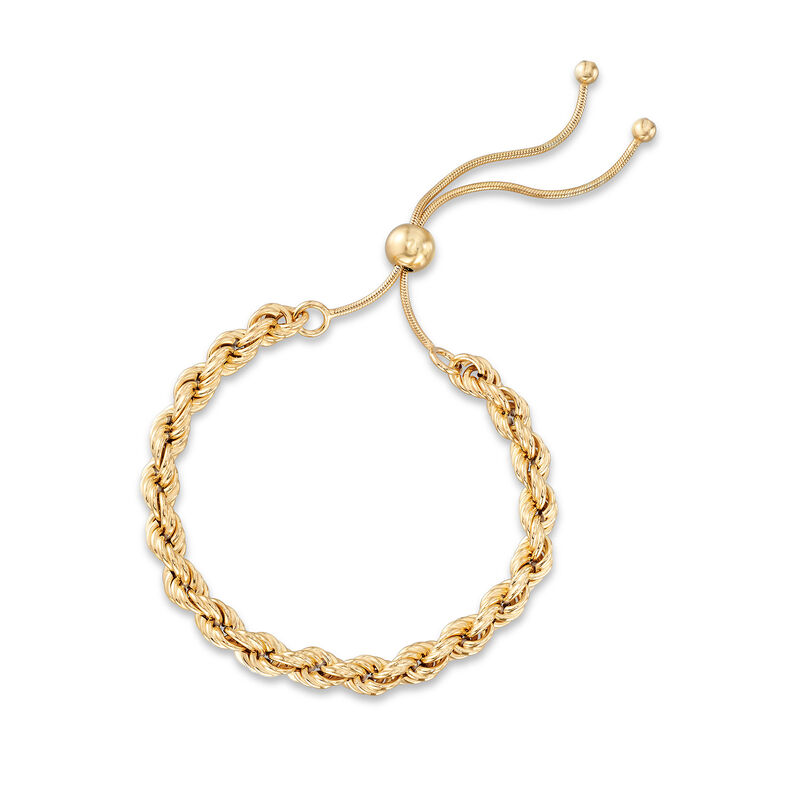 Italian 18kt Gold Over Sterling Rope-Style Bolo Bracelet image number 2