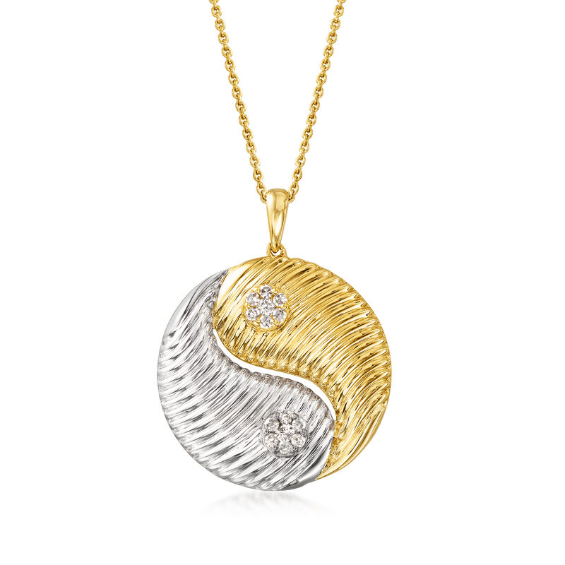.20 ct. t.w. Diamond Yin-Yang Pendant Necklace in Sterling Silver and 18kt Gold Over Sterling image number 0