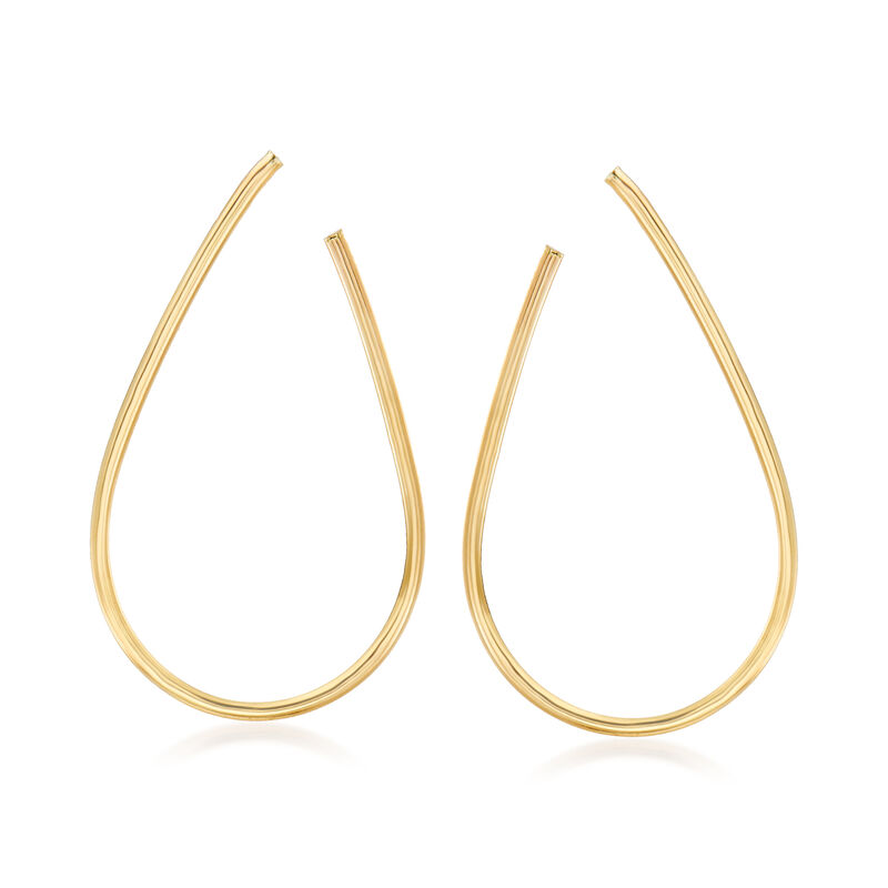 4.50 ct. t.w. Multi-Gemstone Front-Facing Hoop Earrings in 14kt Yellow Gold. 1 3/4&quot; image number 2
