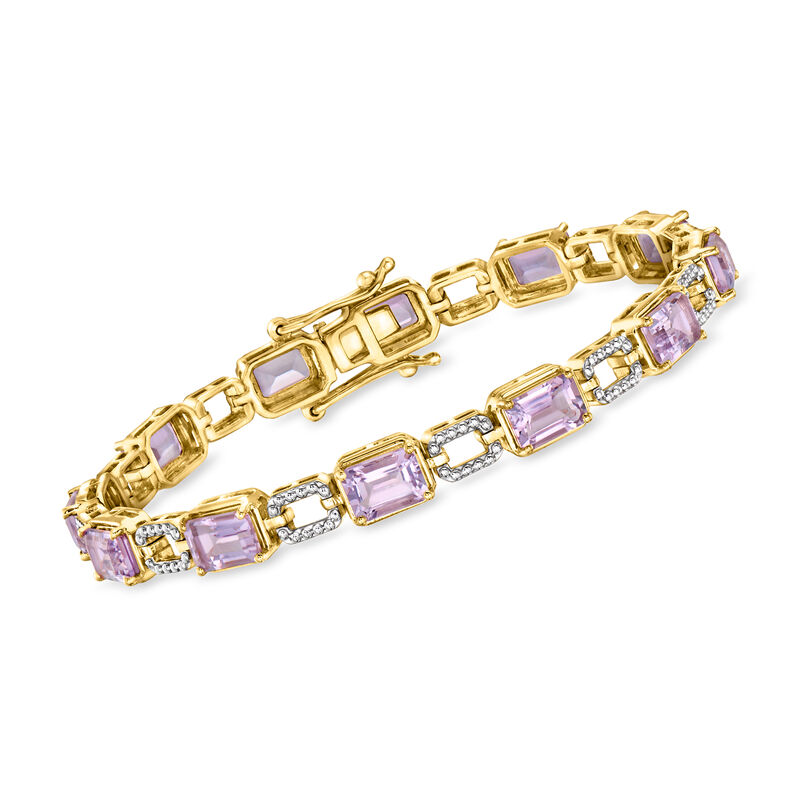 9.50 ct. t.w. Amethyst Link Bracelet in Sterling Silver and 18kt Gold Over Sterling image number 0