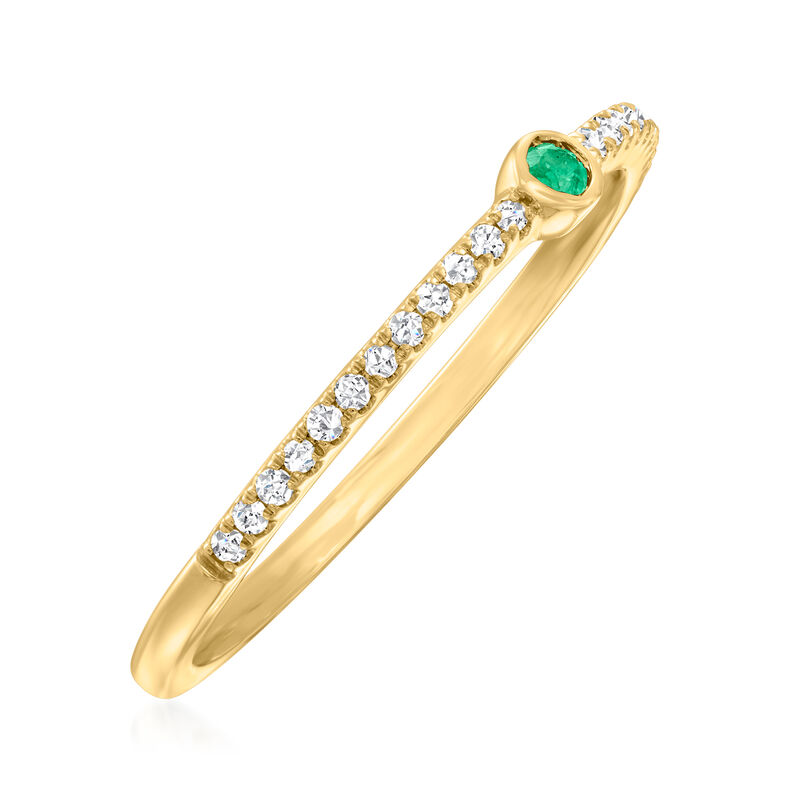 .10 ct. t.w. Diamond Ring with Emerald Accent in 14kt Yellow Gold image number 2