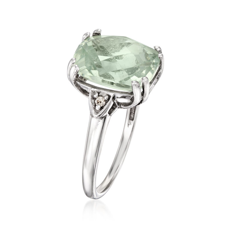 C. 2000 Vintage 5.00 Carat Prasiolite Ring with Diamonds in 10kt White Gold image number 2