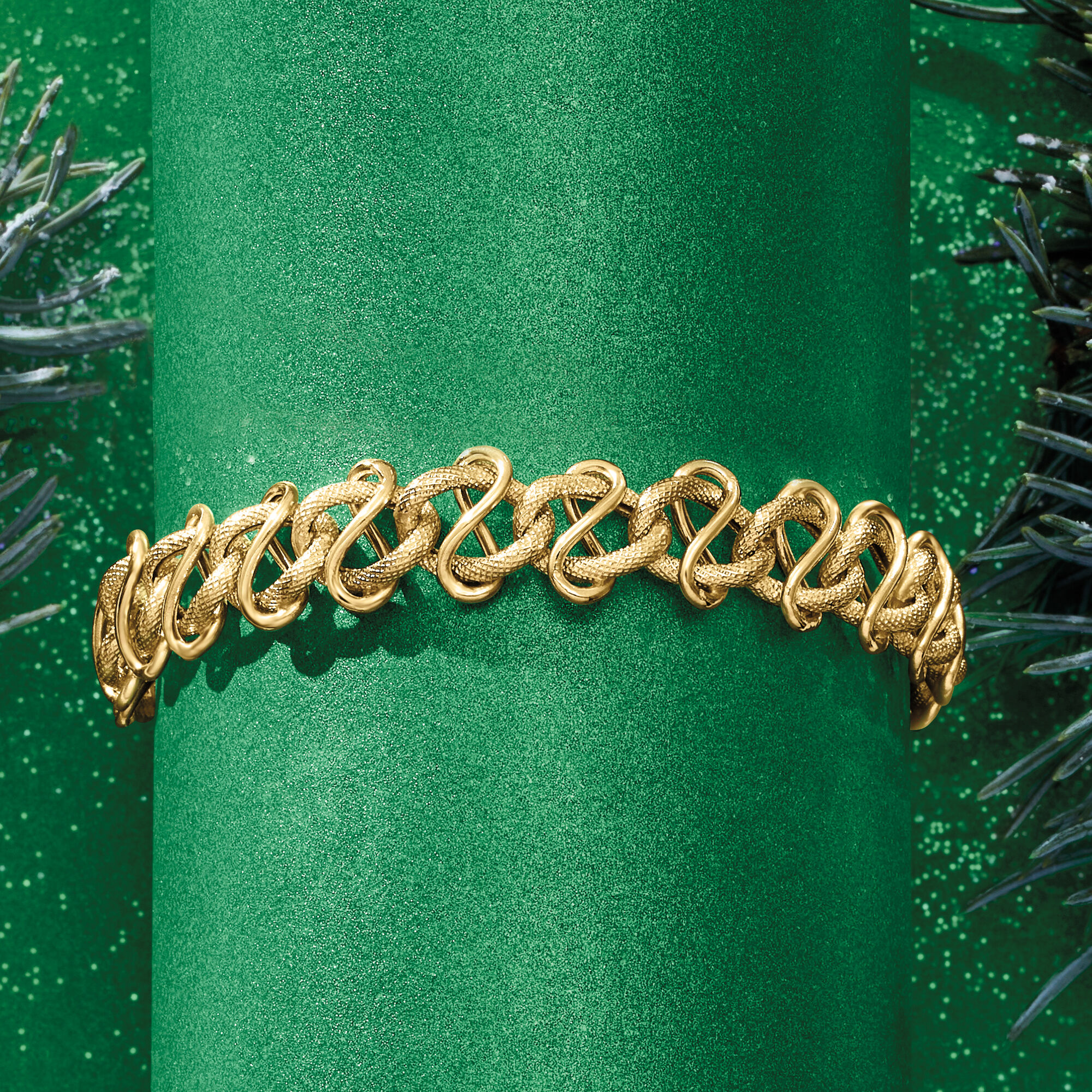 ★rosemont★ 14K Bracelet RS1275 14kt Yellow Gold Infinity and Oval-Link Bracelet