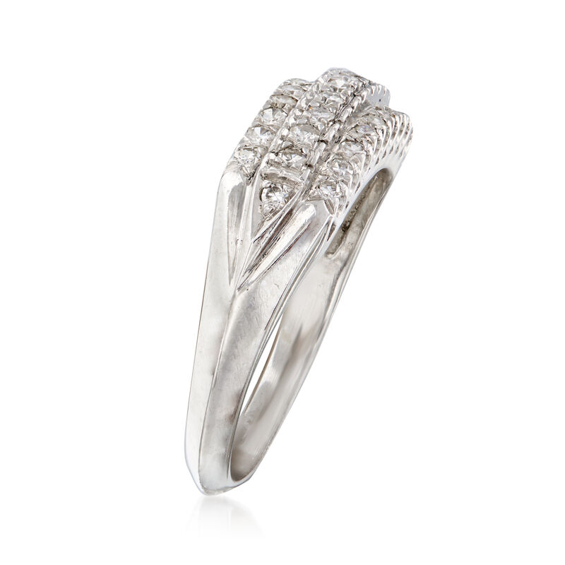 C. 1950 Vintage .50 ct. t.w. Diamond Three-Row Ring in Platinum. Size 7.75 image number 2