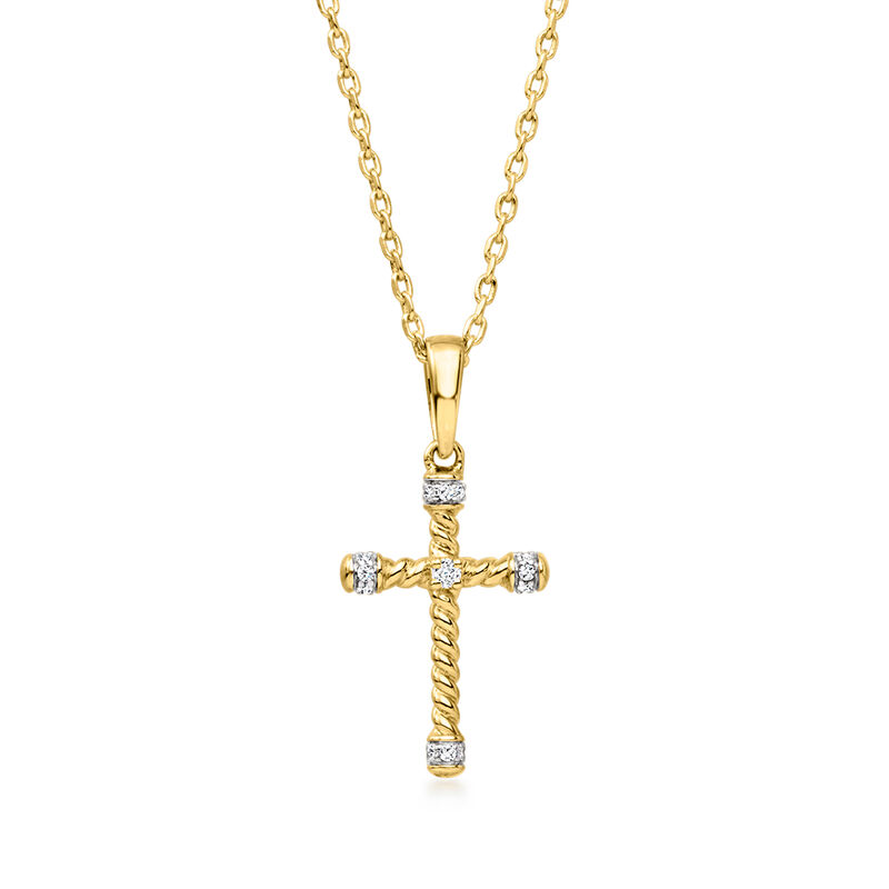 18kt Gold Over Sterling Cross Pendant Necklace with Diamonds. 16" image number 1