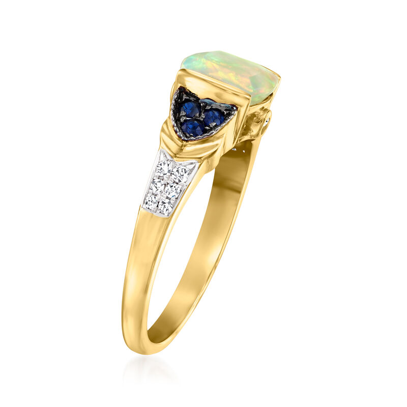 Ethiopian Opal Ring with .13 ct. t.w. Diamonds and .10 ct. t.w. Sapphires in 14kt Yellow Gold image number 2