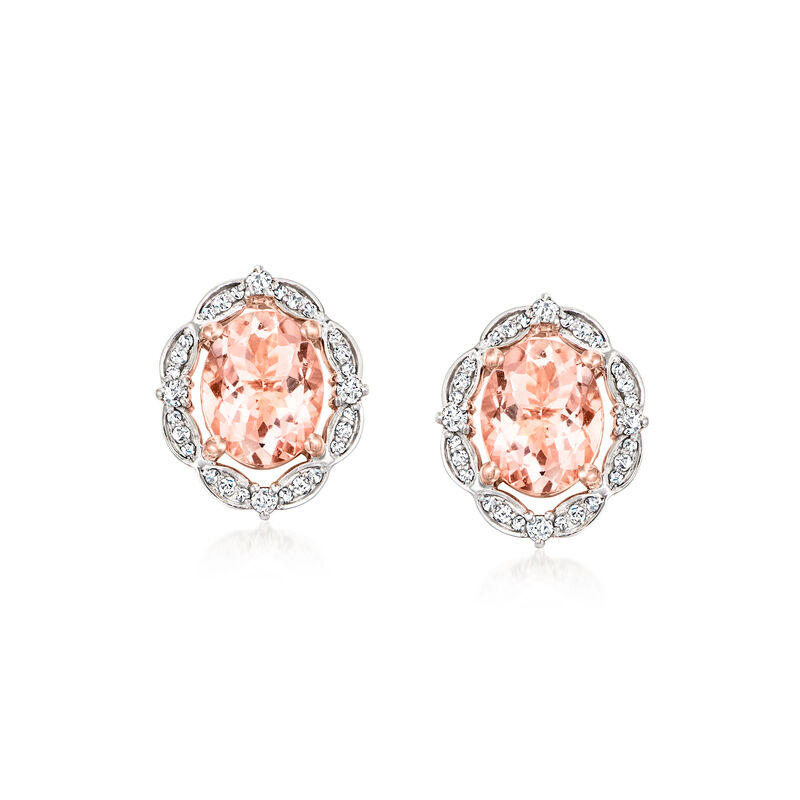 3.20 ct. t.w. Morganite and .28 ct. t.w. Diamond Earrings in 14kt Rose Gold  image number 0