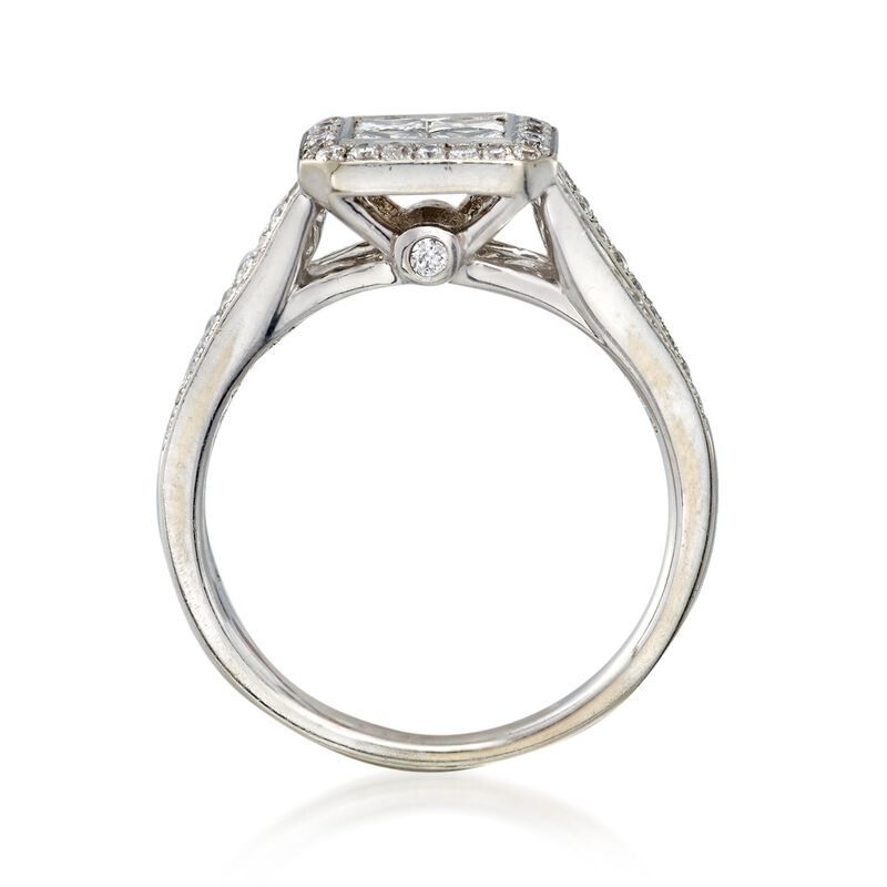 C. 2000 Vintage 1.10 ct. t.w. Princess-Cut and Round Diamond Engagement Ring in 14kt White Gold image number 3