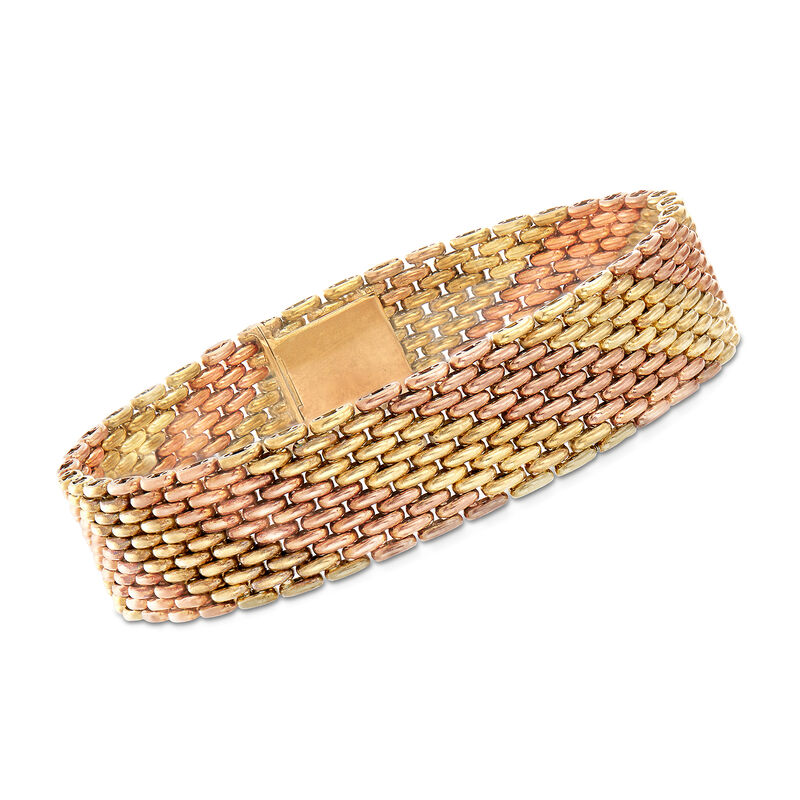 C. 1970 Vintage 14kt Two-Tone Gold Link Bracelet. 8&quot; image number 0