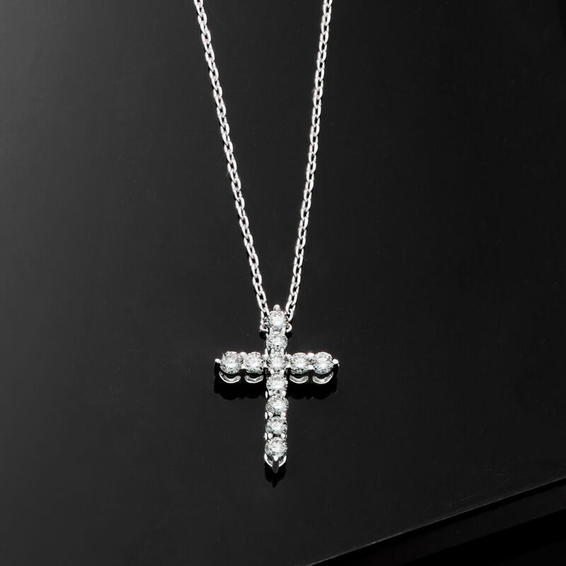 .50 ct. t.w. Lab-Grown Diamond Cross Pendant Necklace in Sterling Silver image number 2