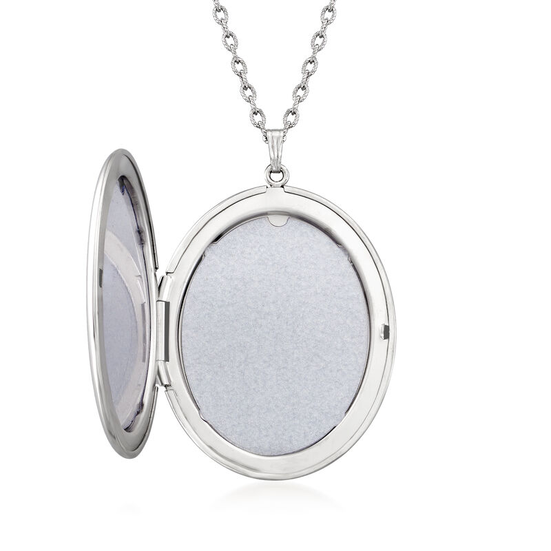 Sterling Silver Personalized Extra-Large Oval Locket Necklace image number 2